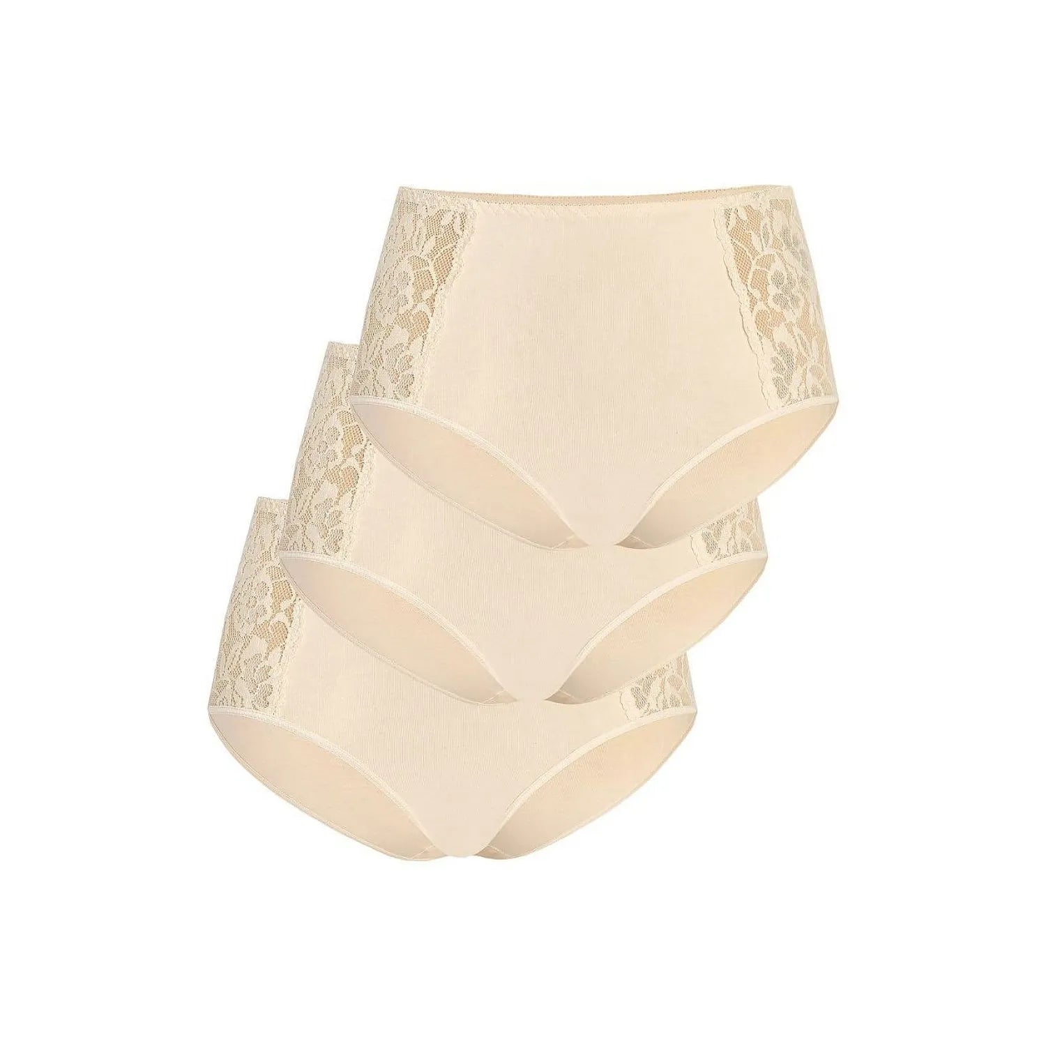 ensemble culottes taille haute dentelle beige lot trois coton élasthanne extensible confortable douceur hypoallergénique discrète féminine