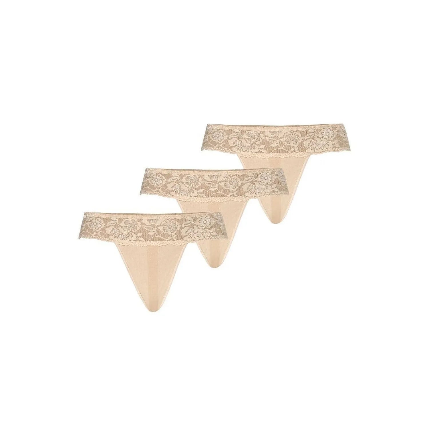 ensemble strings trio sexy dentelle florale beige Teyli féminité élégance confort discret respirant extensible microfibres finition délicate séduction