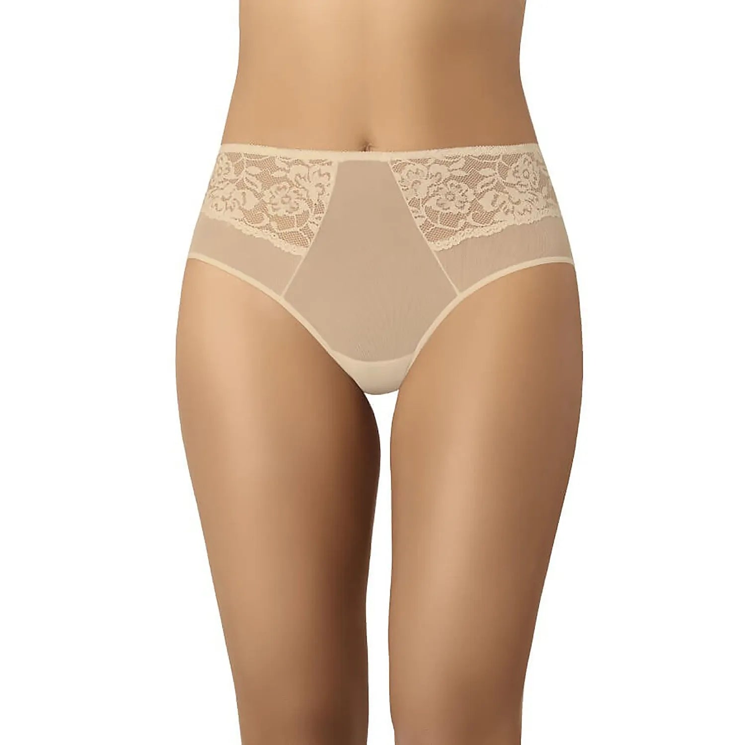 Culotte taille haute féminine en dentelle floral beige confort élastique maintien soutien coton doux lingerie élégance intime日常 wear special occasions
