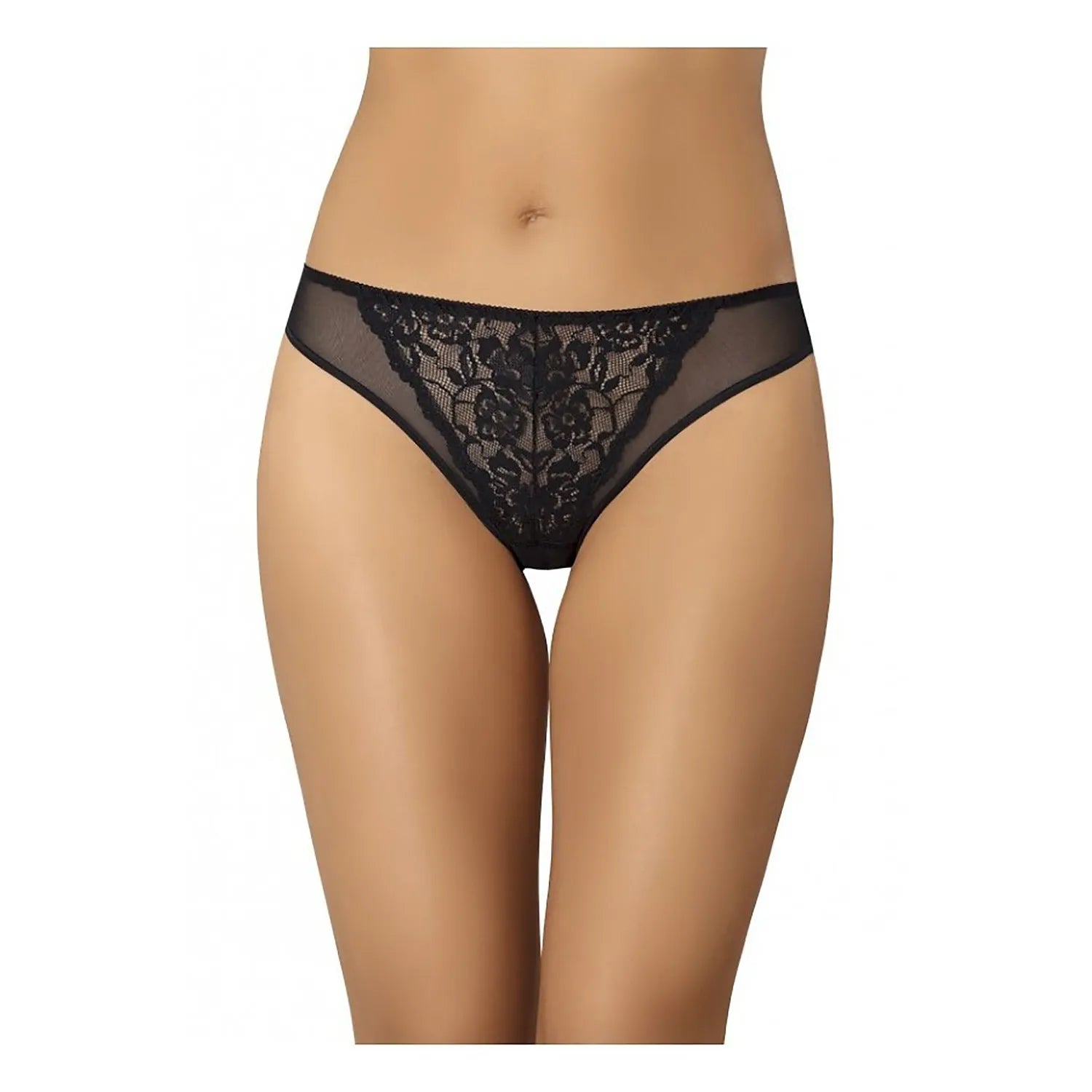 Culottes en dentelle noire Teyli, taille basse, motif floral, coupe échancrée, lingerie féminine élégante et confortable.