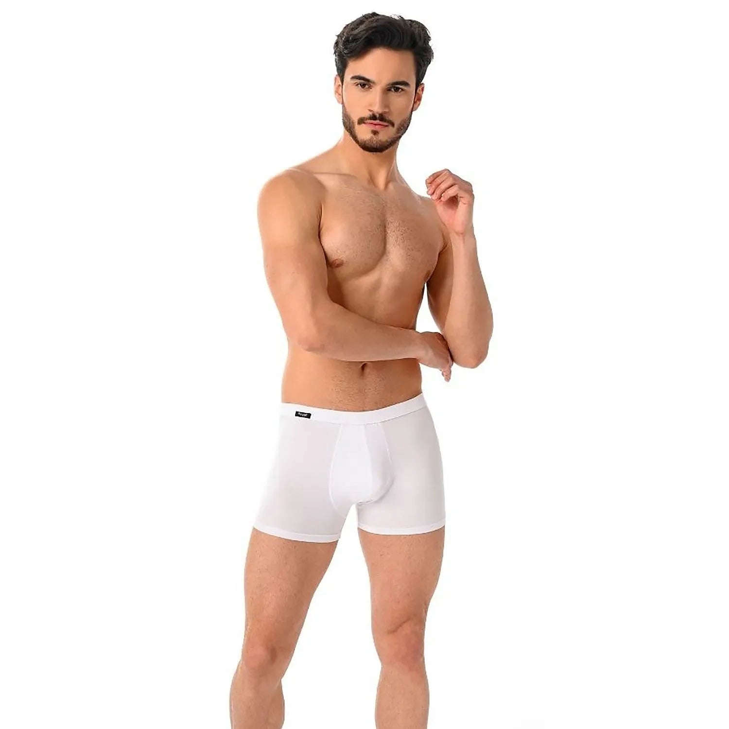 Boxer homme design ajusté sous-vêtement érotique caleçon blanc matériau élastique confortable silhouette masculine intime séduction