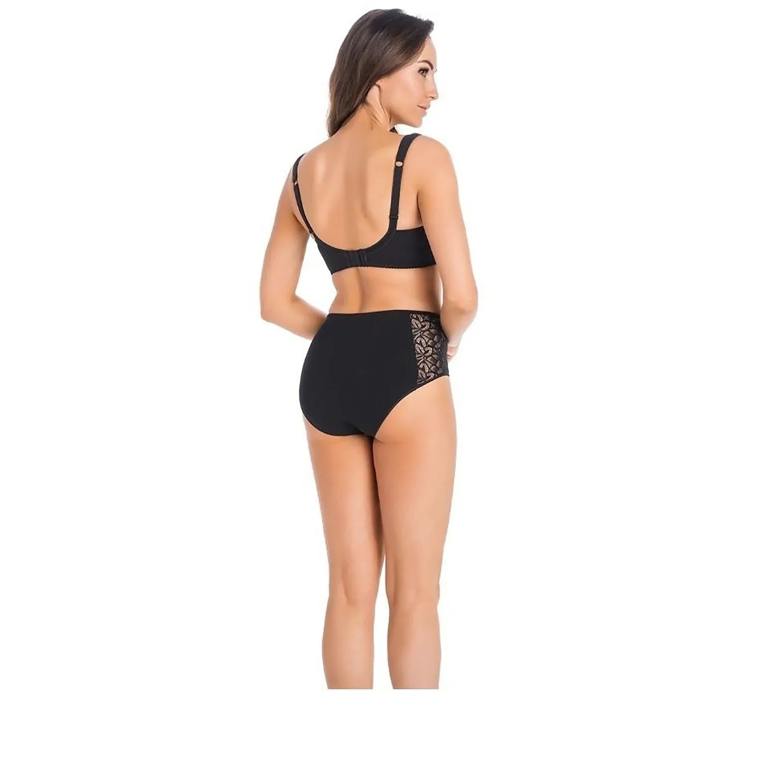 Culotte noire taille haute Teyli 183247 en coton bio, design élégant, confort optimal, absorption humidité, discrétion.