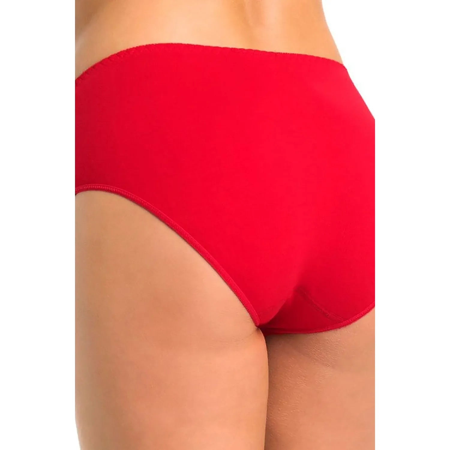 Culotte femme taille haute rouge, coton lycra, couvrance totale, confort optimal, ajustement parfait, lingerie élégante.