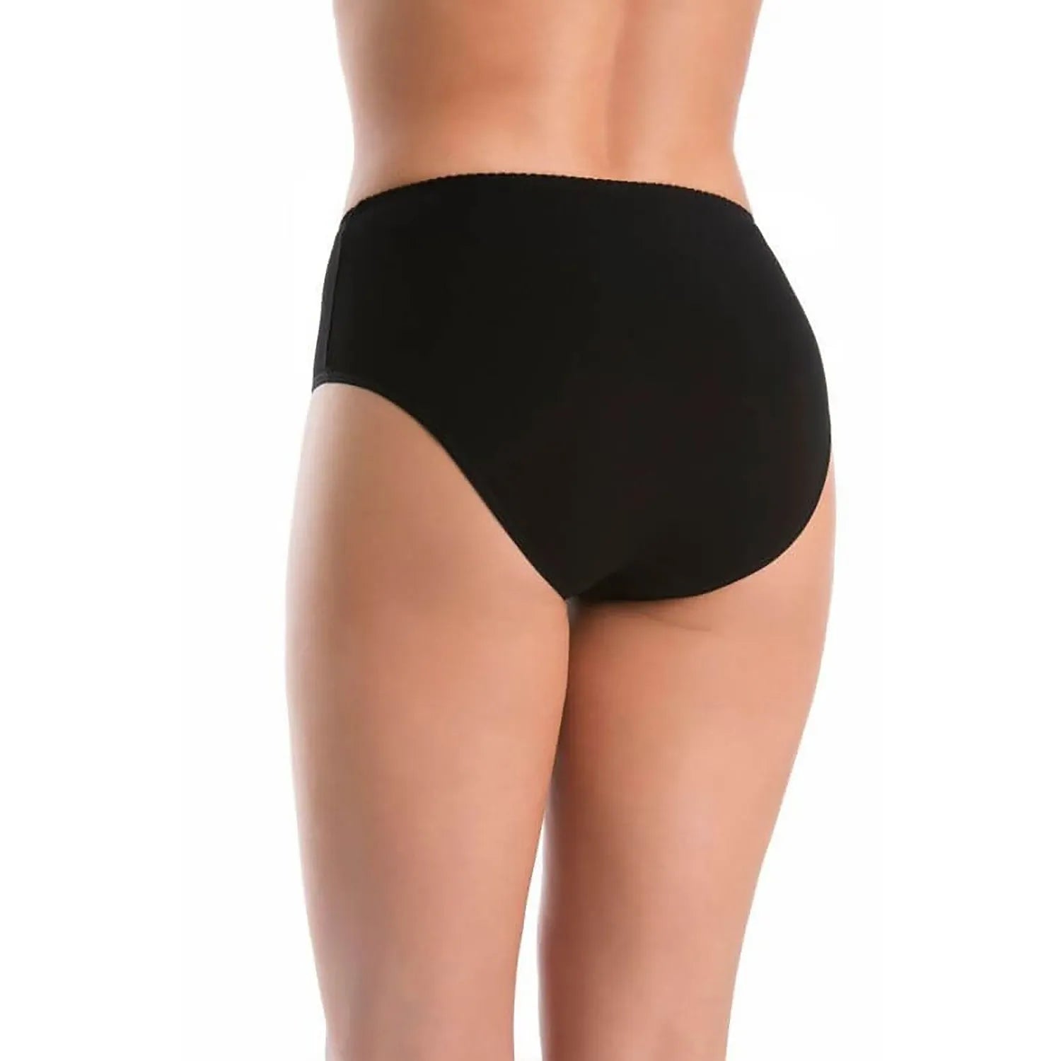 Culotte noire taille haute en coton élasthanne, coupe classique, ceinture souple, confort et maintien léger, Teyli.