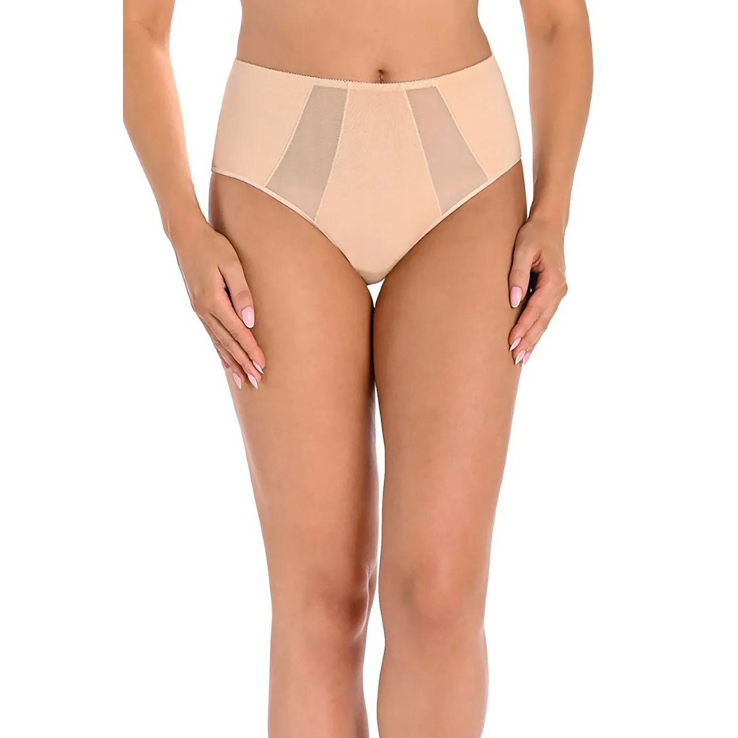 culotte taille haute couvrance totale coton élasthanne résille beige confortable respirante discrète sans couture ceinture élastique maintien sculptant dos couvrant