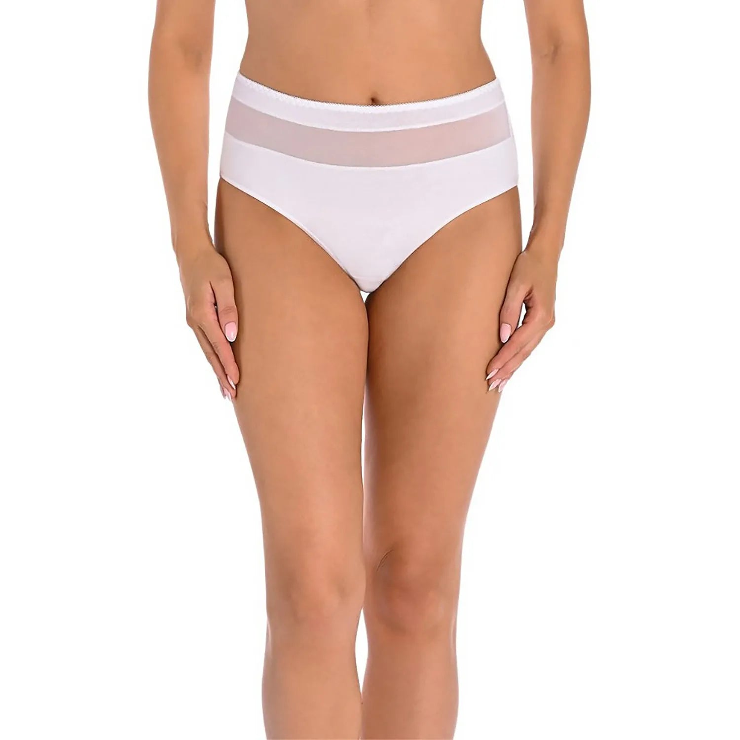 Culotte Taille Haute Élégante Model 183300 Teyli Lingerie Classique Femme High-Waisted Mesh Support Abdominal Everyday Wear White