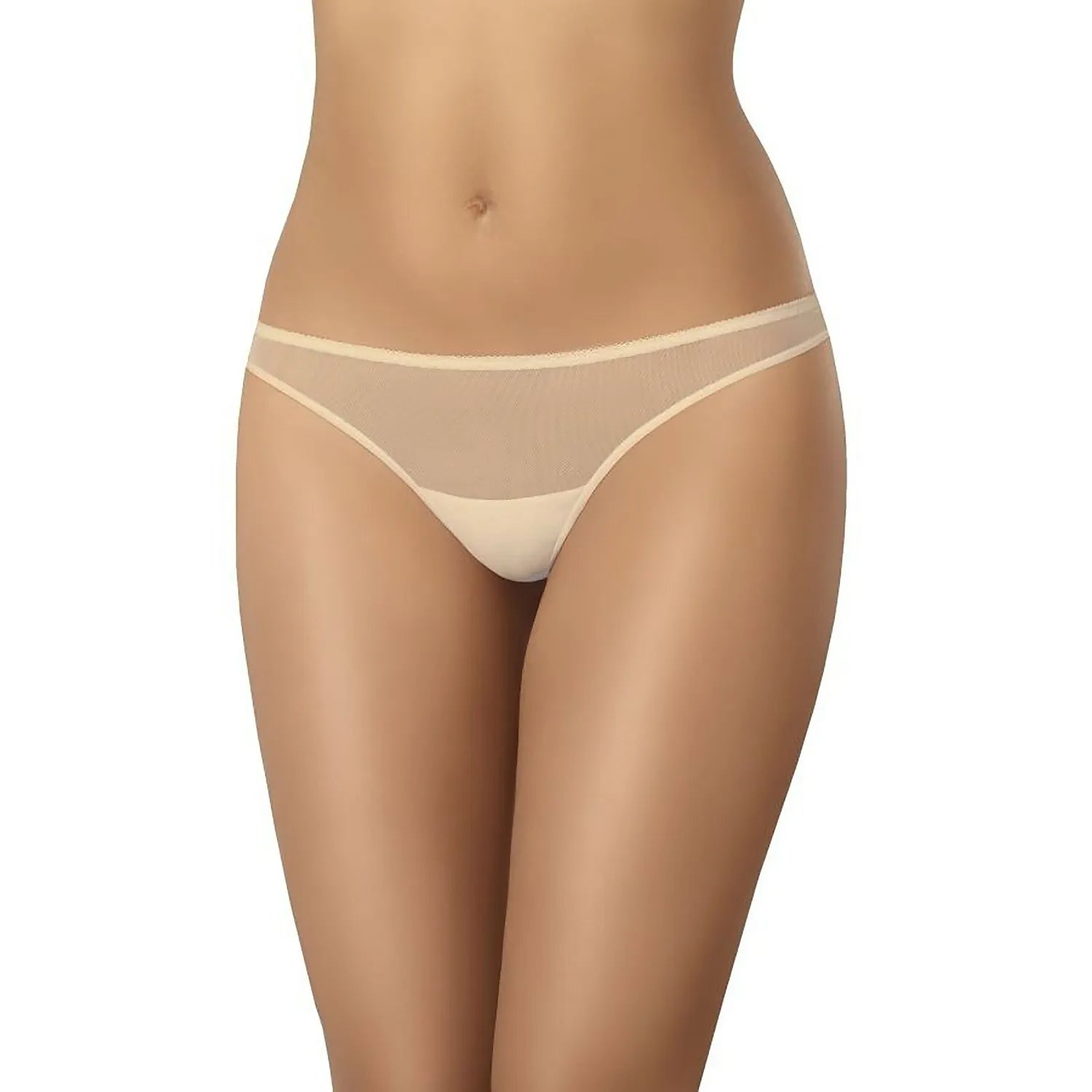 culottes brésiliennes maille transparente taille basse confortable élégante sensuelle sans couture sans élastique dos double microfibre coton beige discrète