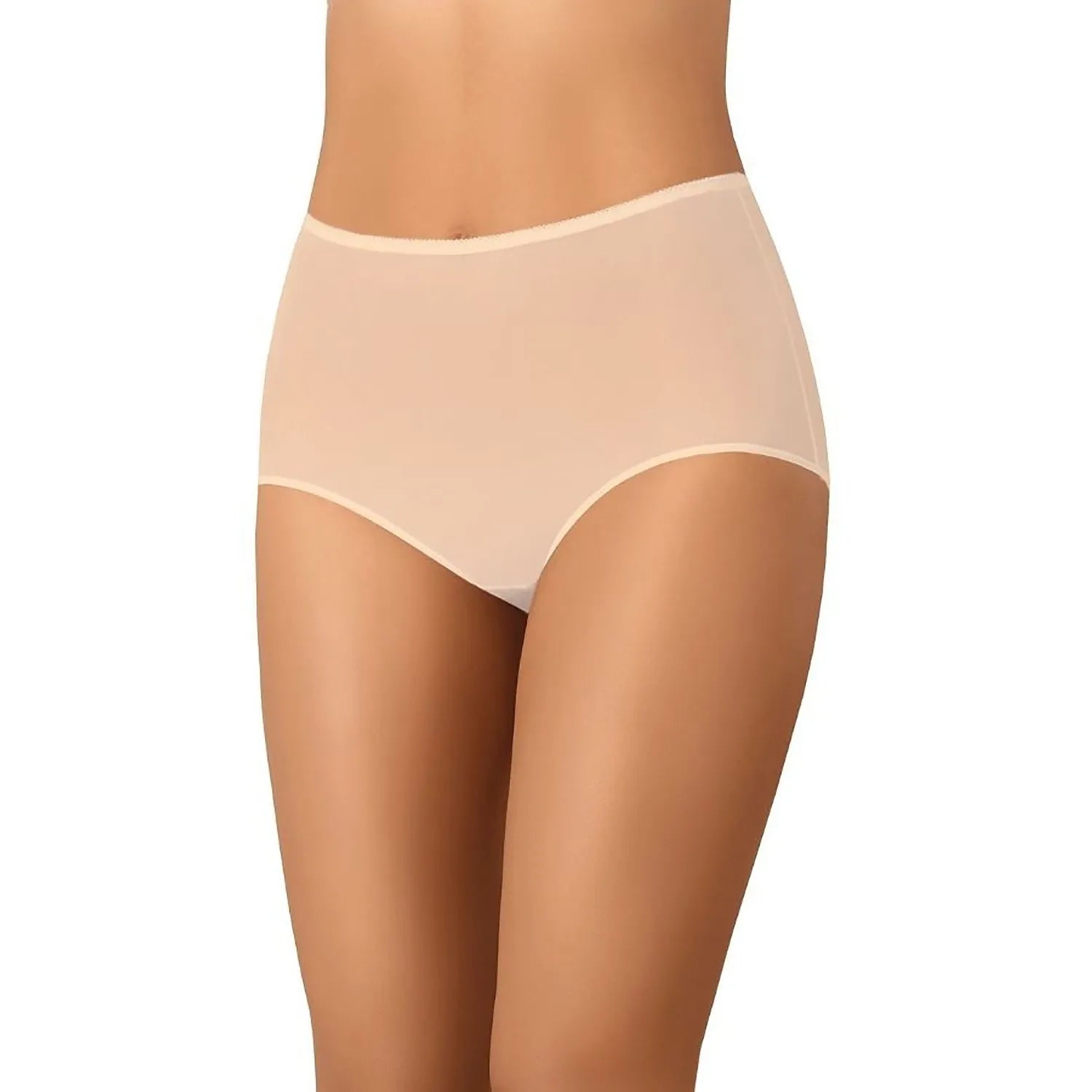 Culottes transparentes beige taille haute en maille fine, confortables et discrètes, idéales sous vêtements clairs.