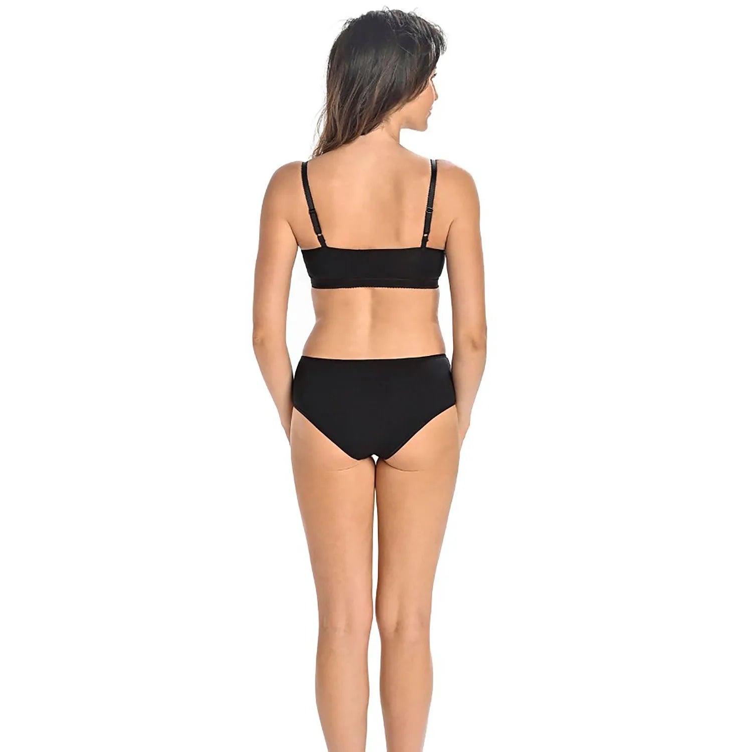 Culotte noire Teyli model 183355 en coton, coupe élégante et confortable, vue de dos sur mannequin, lingerie femme.