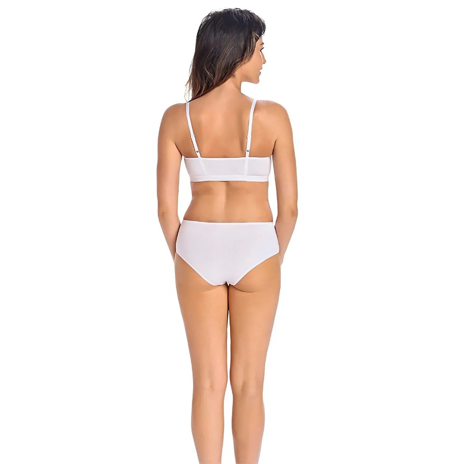 Culottes blanches Teyli 183356 en coton Lycra, confortables et discrètes, vue arrière, taille moyenne, lingerie féminine.