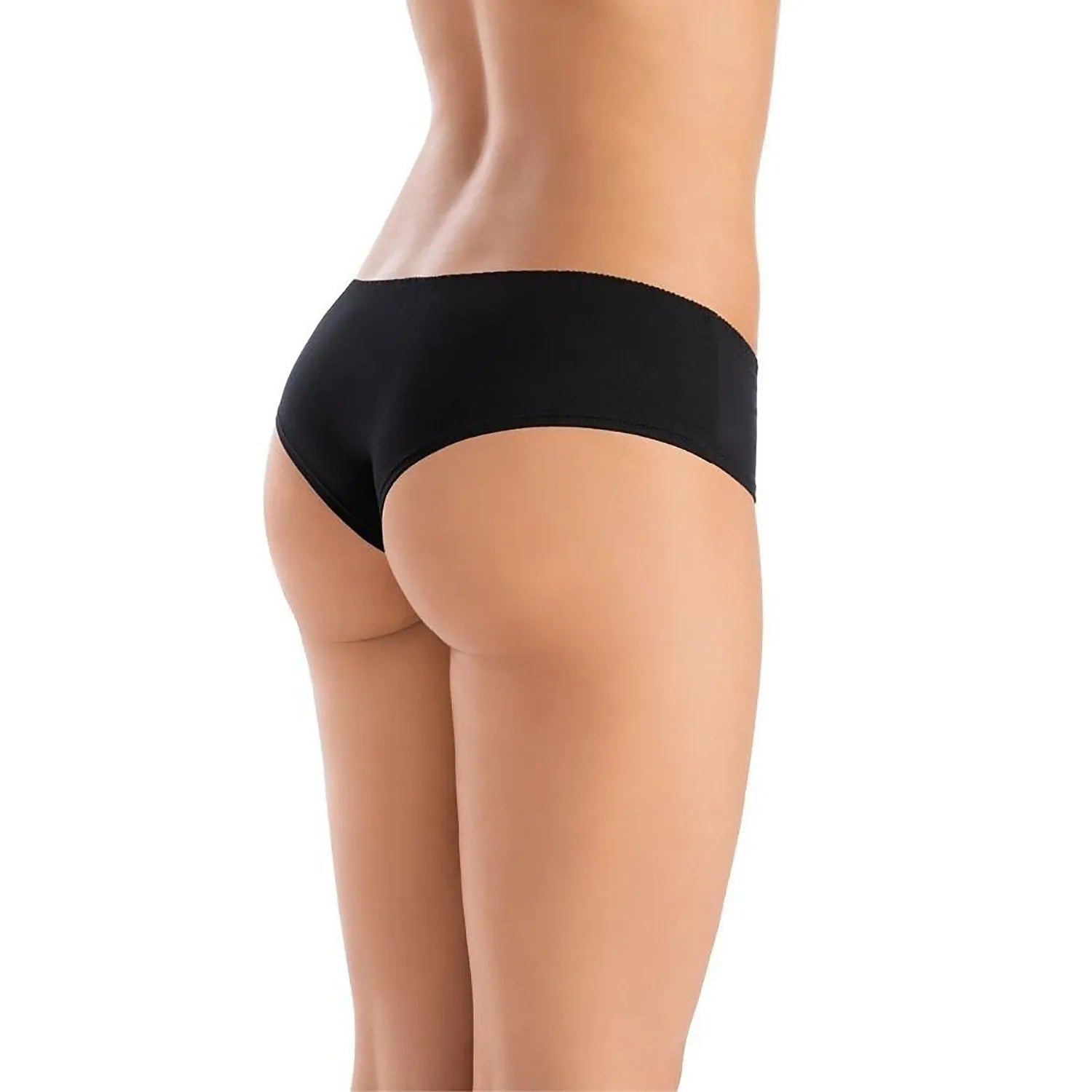 Culotte noire en bambou pour femmes, confort extensible, taille ajustée, vue arrière, lingerie moderne et respirante.