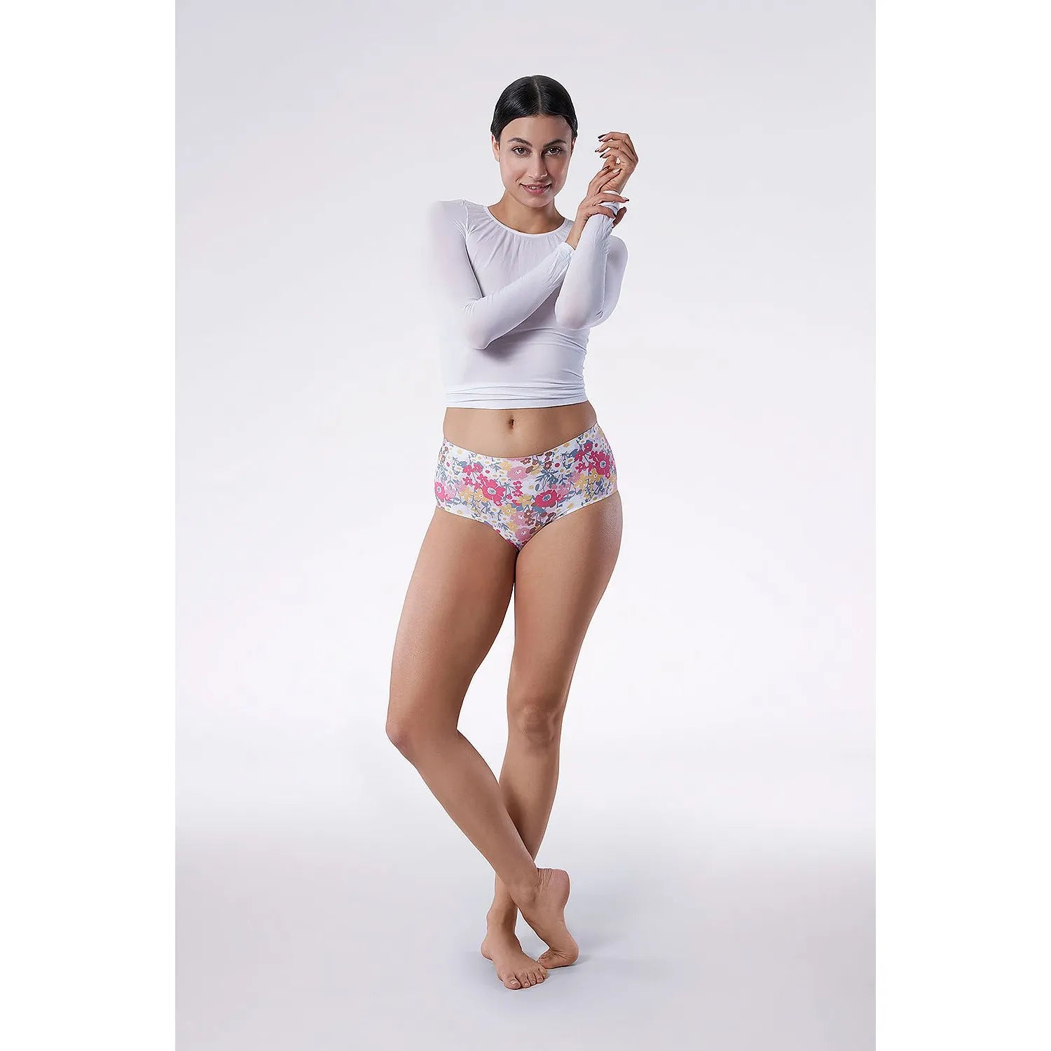 Culotte Julimex modèle 185314 design floral multicolore高 waist sans couture confort femme lingerie intime sexy日常