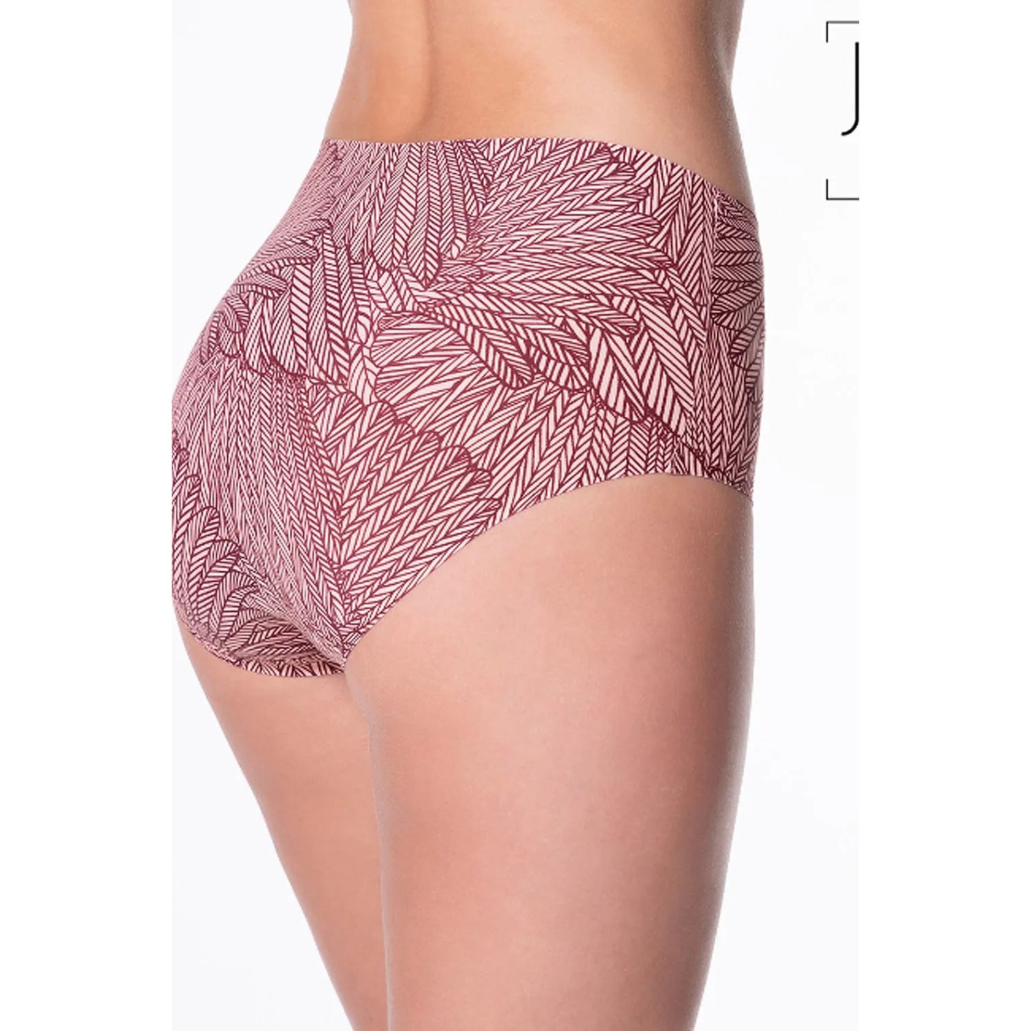Culottes Julimex 186435, taille haute, motif géométrique rouge, coupe ample, design Invisible Line, confort optimal.