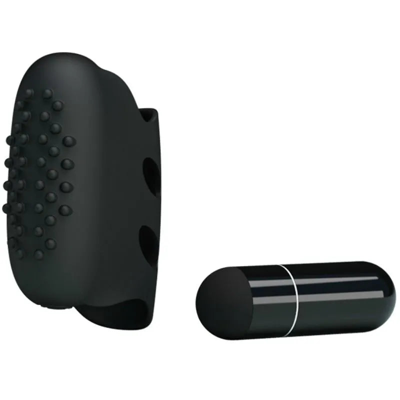 dé coudre vibrant silicone noir texturé souple ergonomique discret élégant silencieux alimenté LR41 inclus piles garantie portable qualité