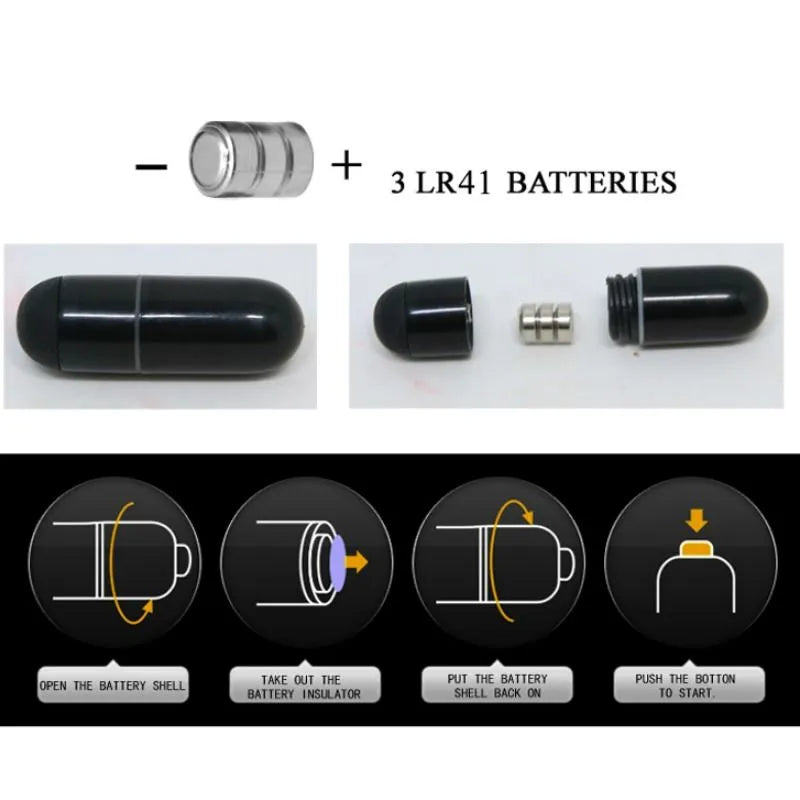 Dé à coudre vibrant noir en silicone texturé, ergonomique, avec piles LR41 incluses, élégant et discret.