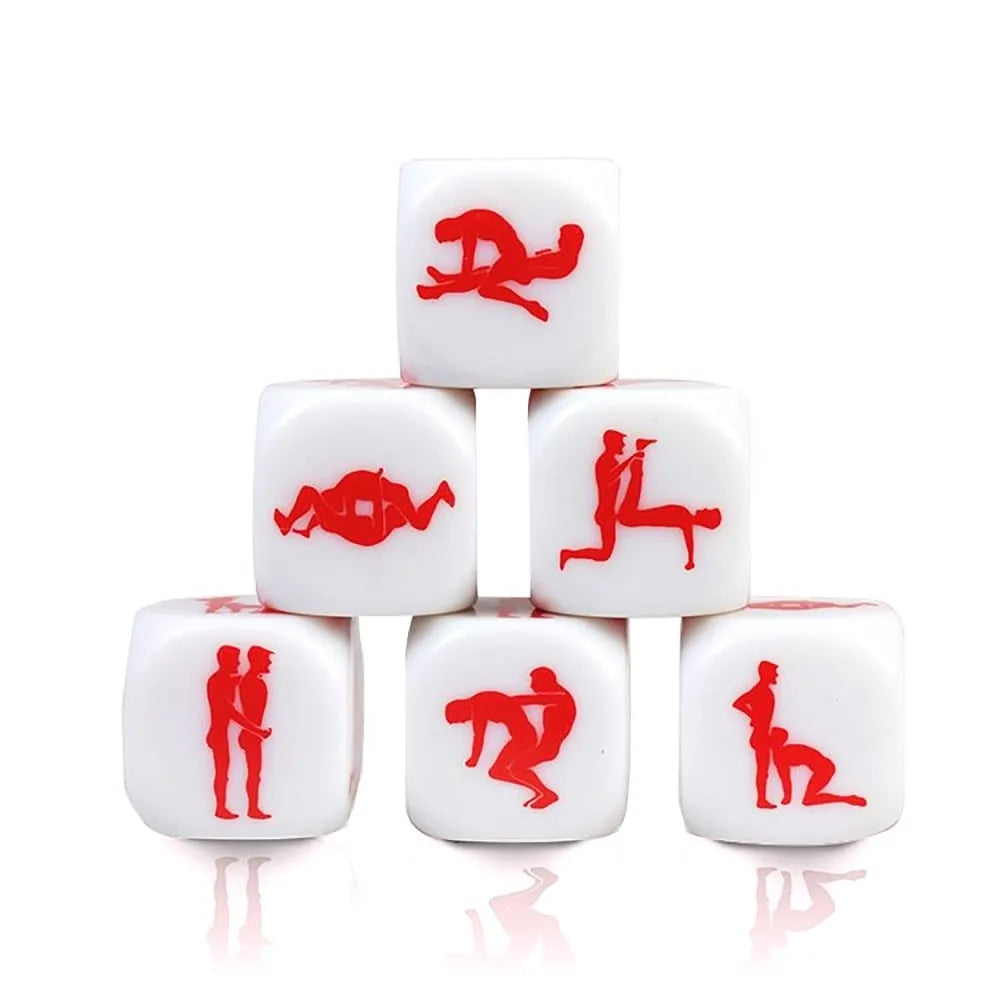 Dé jeu érotique couple hommes compact 25mm ludique spontané excitant sexualité positions variées six faces suggestions surprises complicité sextoys
