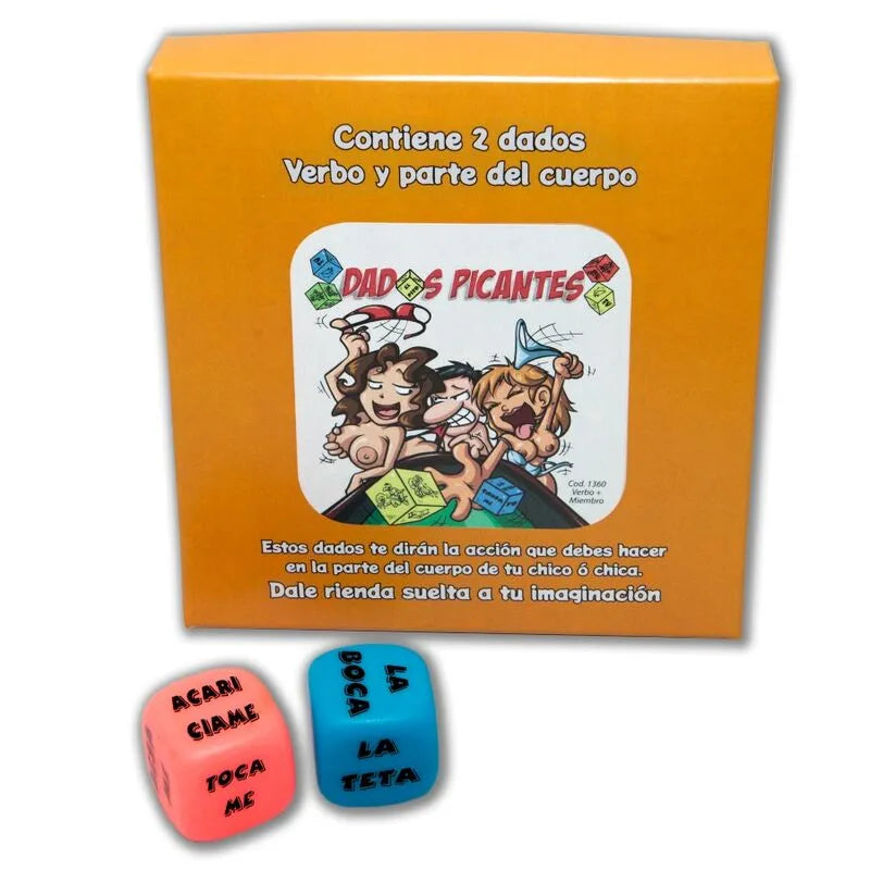 Dés fluorescents érotiques Diablo Picante couleurs jaune vert rose bleu 36 combinaisons sensuelles festives ludiques soirées anniversaires couples originalité espagnole
