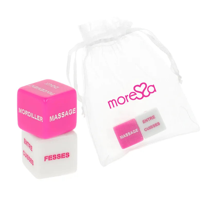 Dés Érotiques Moressa Résine Sans Phtalates Sûrs Corporaux Haute Qualité Compact Portable Satin Pochette Rose Blanc Européen Ludique