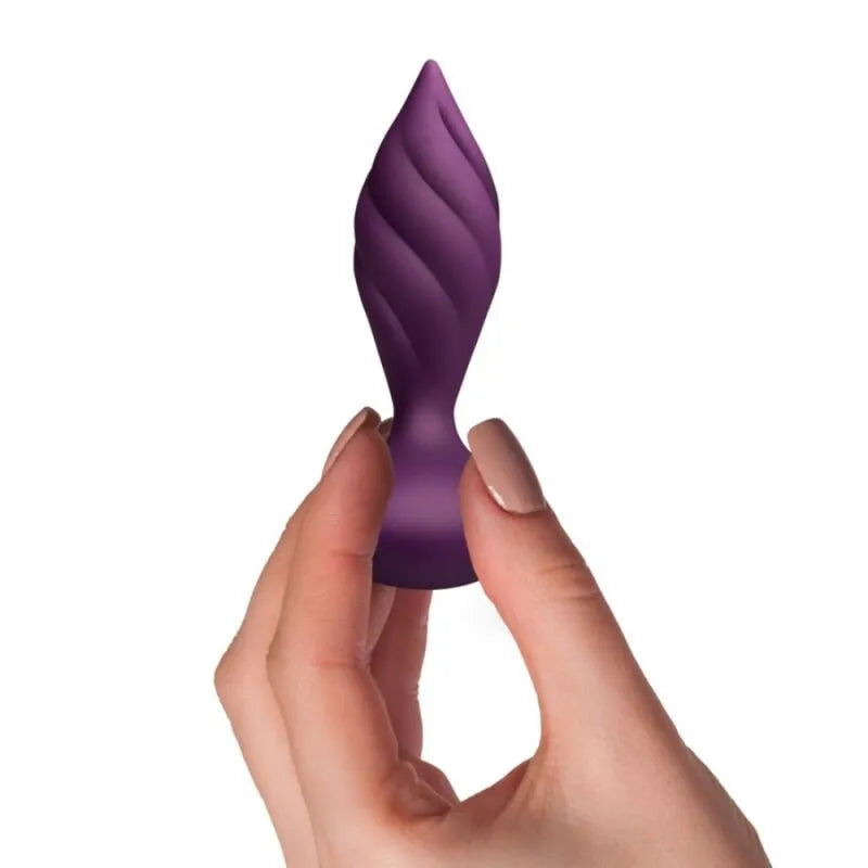 Dilatateur anal silicone violet, profil conique, télécommande, vibrations puissantes, étanche, plaisir intense.