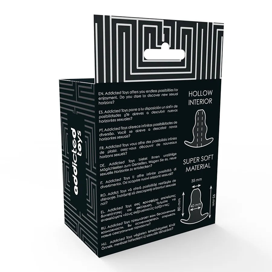 Dilatateur anal tunnel TPE noir, imperméable, 80mm x 40mm, double anneaux, design ergonomique, compatible lubrifiants.