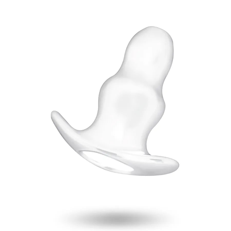 Dilatateur anal tunnel TPE blanc, forme ergonomique, double anneaux, 80mm longueur, 40mm diamètre, imperméable.