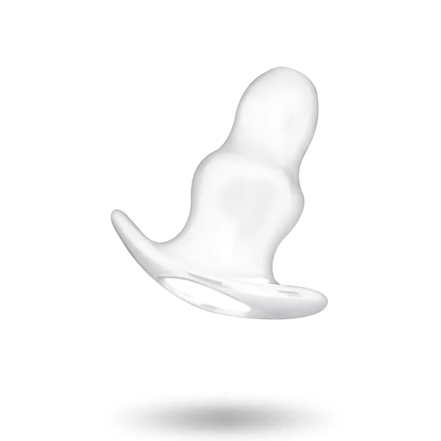Dilatateur anal TPE creux, noir, double anneau progressif, imperméable, sans phthalates, compatible vibrateurs, 7cm x 3cm.