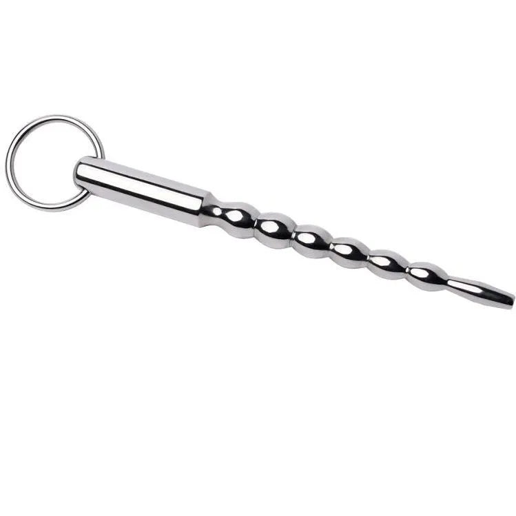 dilatateur urétral acier inoxydable monobloc pointe incurvée billes insertion progressive confortable hygiénique stérilisable durable ergonomique précision longueur14cm
