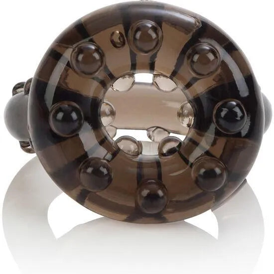 Anneau double pénis testicules TPR noir, ergonomique, hypoallergénique, pour endurance et performance sexuelle.