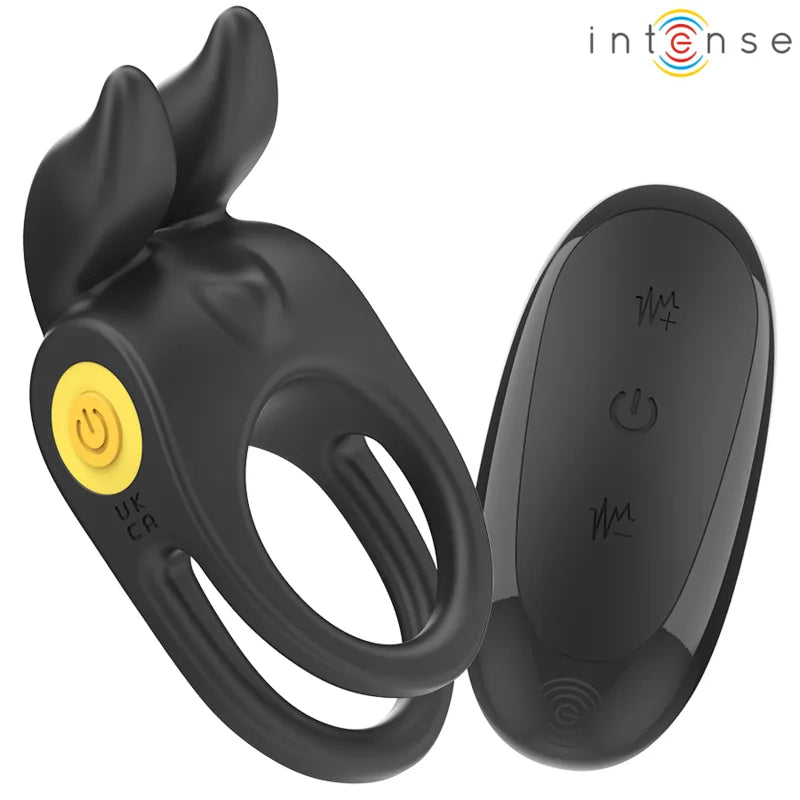 double anneau vibrant silicone noir étanche rechargeable télécommande dix modes vibration ergonomique ultra doux sans phtalates sécurisé intime