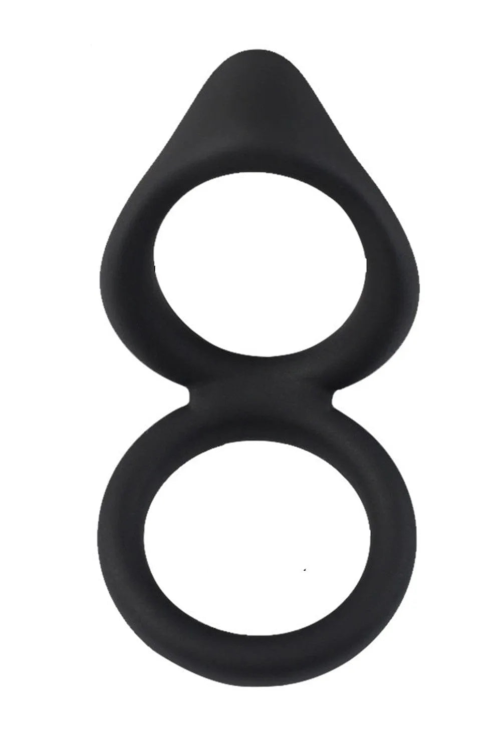 Double cockring noir en silicone, forme de huit, flexible et hypoallergénique, diamètre 3 cm, multi position.