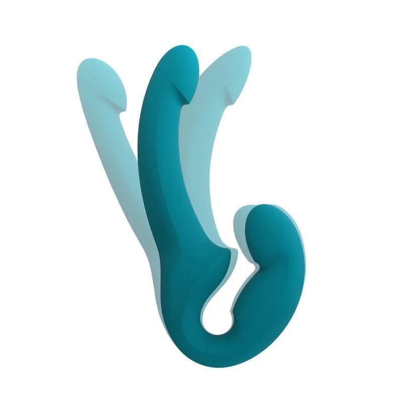 Double gode bleu en silicone médical, ergonomique et flexible, pour stimulation intime sans harnais, 30cm de long.