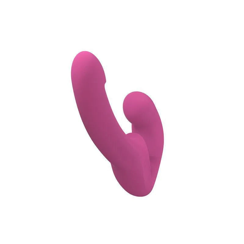 Double gode rose en silicone médical, incurvé, ergonomique, sans harnais, pour stimulation pelvienne et prostate.