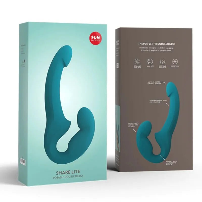 Double gode bleu en silicone médical, ergonomique et flexible, sans harnais, pour stimulation intime précise et hygiénique.