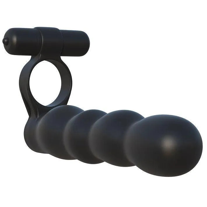 Double pénétrateur noir en silicone, articulé, avec anneau pénien, design ergonomique et flexible, étanche et hypoallergén...
