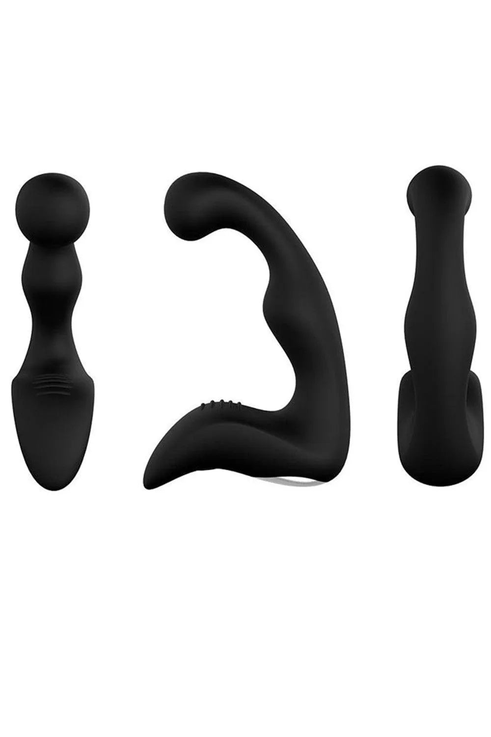 Plug anal double noir en silicone médical, forme ergonomique, étanche, rechargeable USB, 12 vitesses, stimulation intense.
