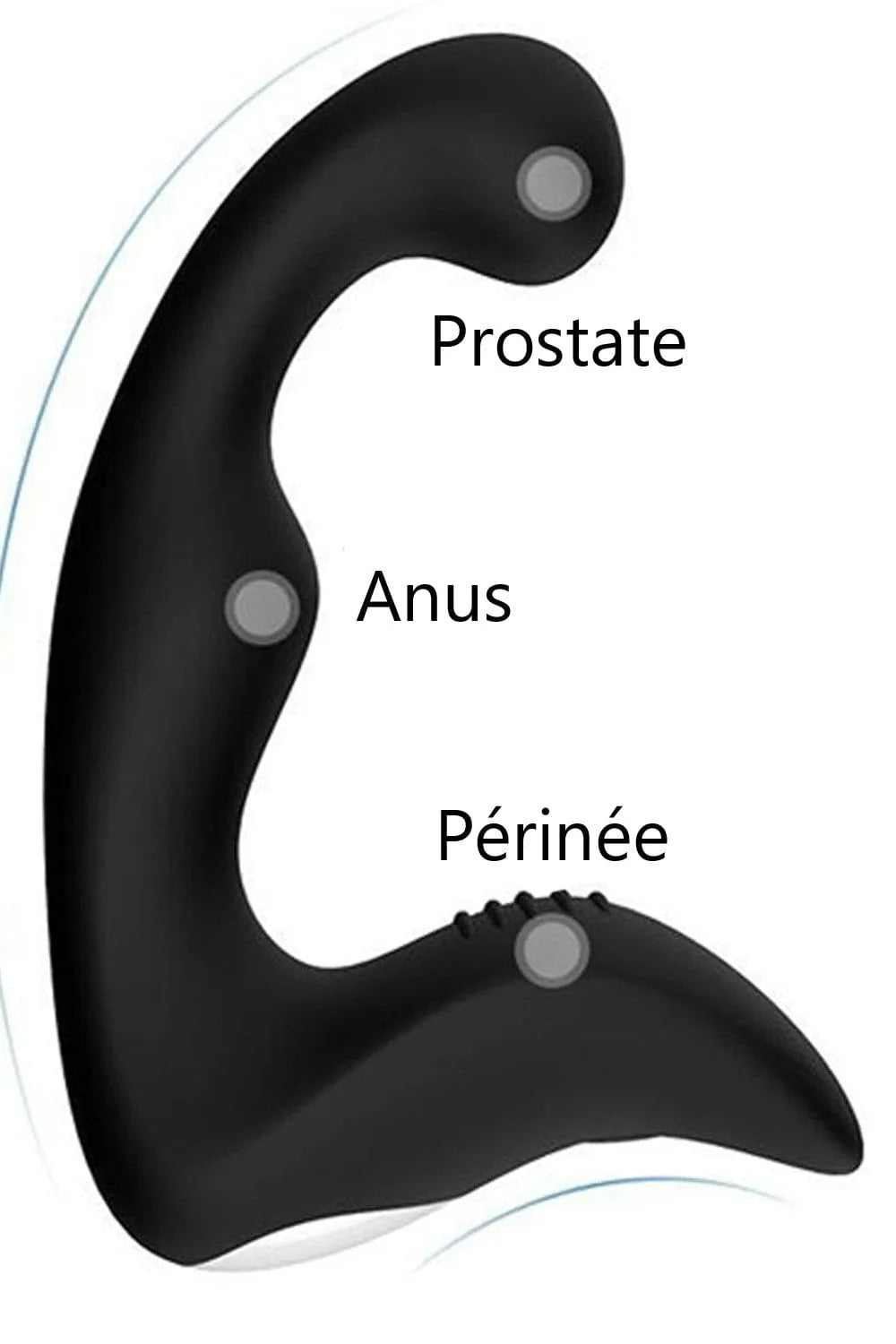 Plug anal noir en silicone médical, forme ergonomique, stimulation prostate et périnée, rechargeable USB, 12 vitesses.