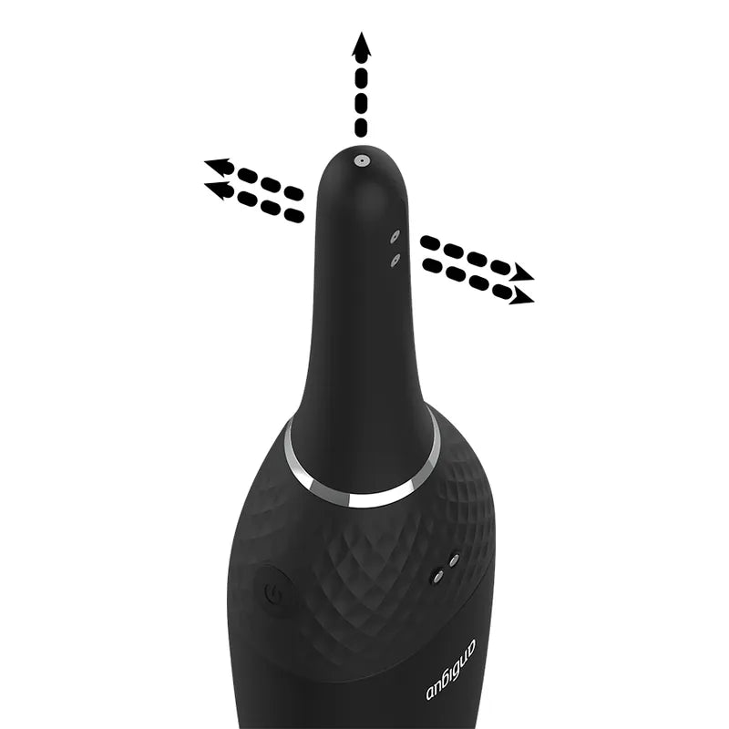 Douche anale automatique noire, silicone médical, jet multidirectionnel, rechargeable, étanche, anti-reflux.