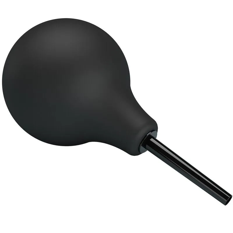 Douche anale noire en caoutchouc imperméable, forme ergonomique, buse fine pour insertion douce, hygiène intime.