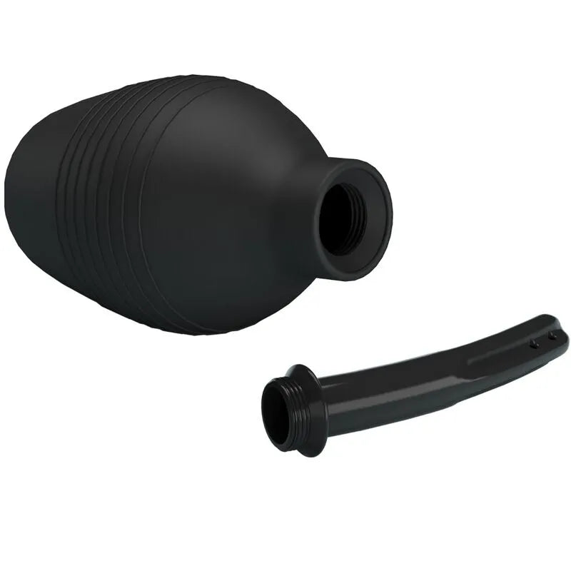 Douche anale noire en silicone, rechargeable USB, design ergonomique, compacte et imperméable pour hygiène intime.