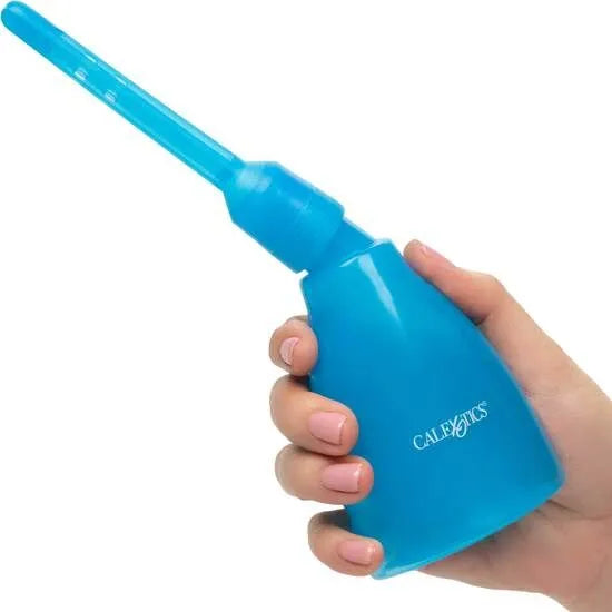 Douche anale transparente, ergonomique, avec accessoires interchangeables, pour hygiène personnelle et contrôle de l'eau.