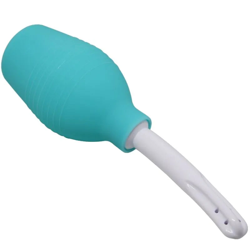 Douche anale silicone bleue imperméable ergonomique souple hygiénique poire nettoyage intime confortable sécurisée durable portable discrète