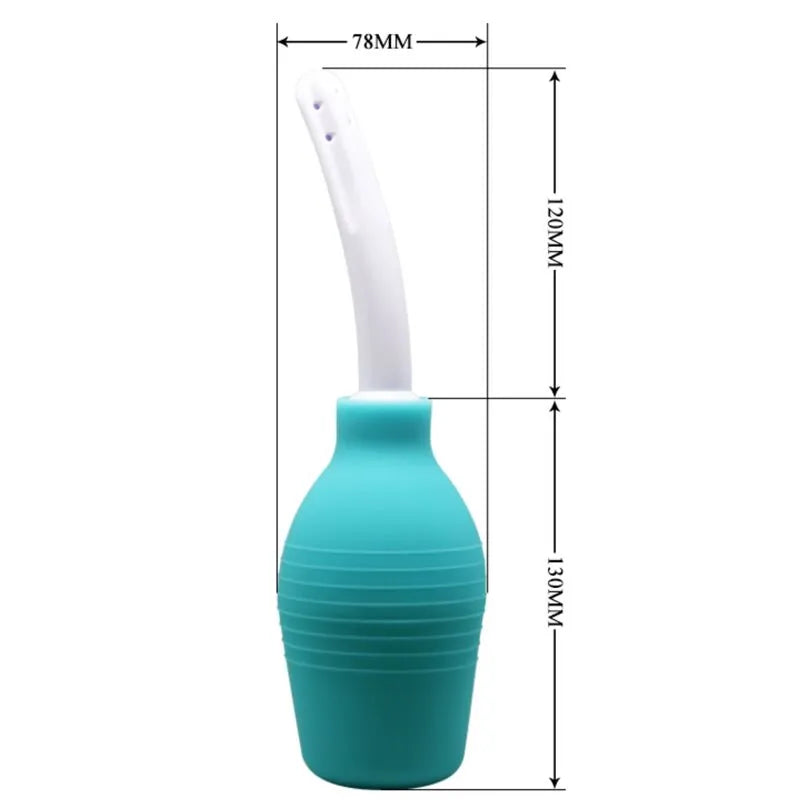 Douche anale silicone bleue ergonomique, poire hygiénique imperméable, design élégant et durable pour nettoyage intime.