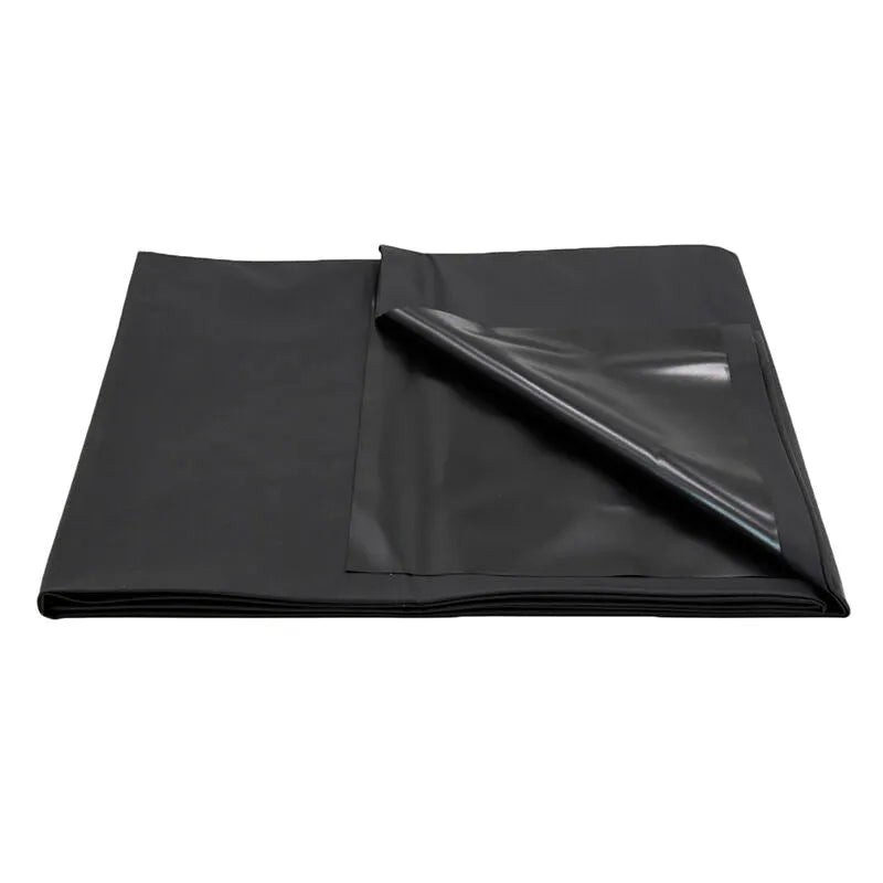 Draps jetables noirs en PVC imperméables, pliés, pour protection et jeux adultes, résistants et hygiéniques.