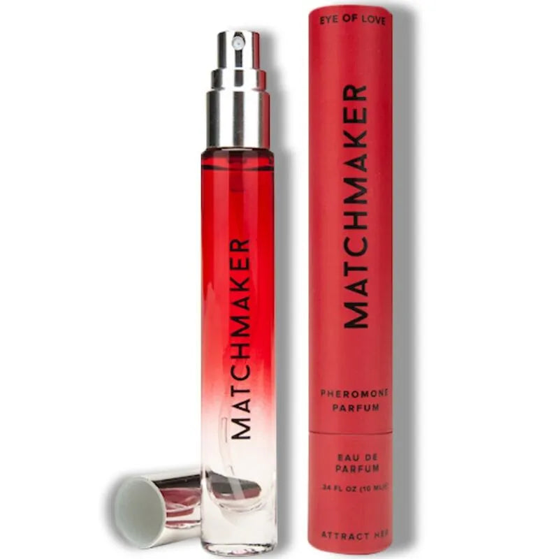 Flacon de cologne aux phéromones, verre rouge, vaporisateur, format voyage, jasmin, pamplemousse, ambre, usage quotidien.