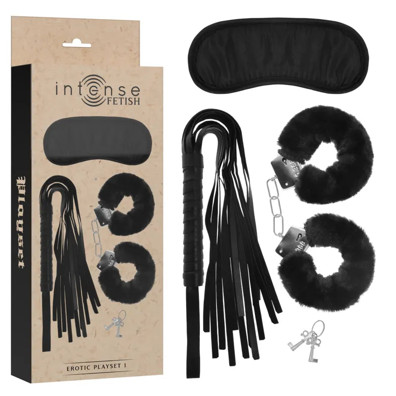 Ensemble BDSM cuir végétalien érotique raffiné menottes confortables bandeau mystérieux fouet provocateur esthétique élégant durable éthique sensuel séduction