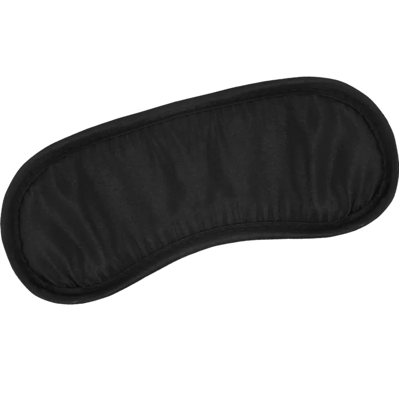 Bandeau noir en cuir végétalien, élégant et éthique, pour jeux BDSM, avec finition douce et confortable.