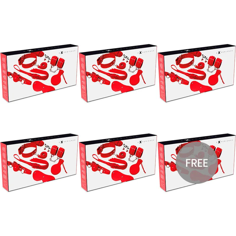 ensemble bondage cuir synthétique rouge complet sécurisé élégant confortable réglable respirant bâillon fouet menottes masque pinces tétons corde