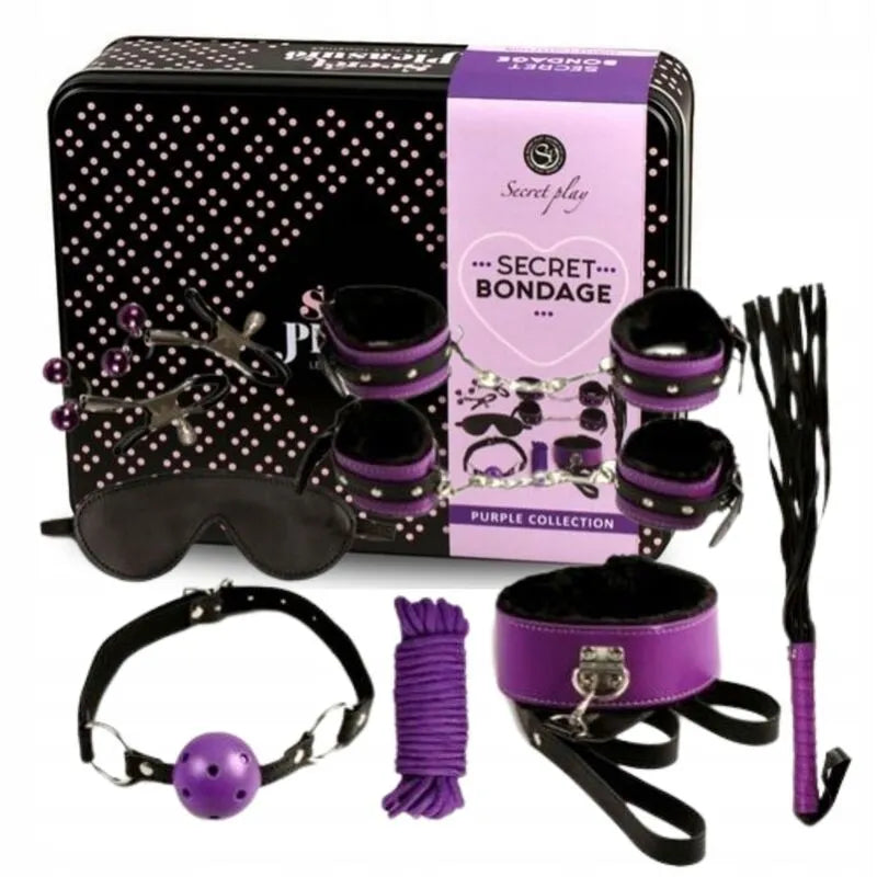 Ensemble bondage cuir synthétique noir, menottes ajustables, bâillon respirant, corde 10m, masque inclus.