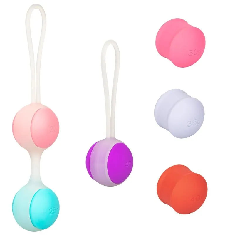 Ensemble Boules Geisha Silicone Interchangeable Poids Variables 20g 30g 40g Médicale Hypoallergénique SansPhtalates SansParfum Ergonomique Tonification Pelvienne Étanche