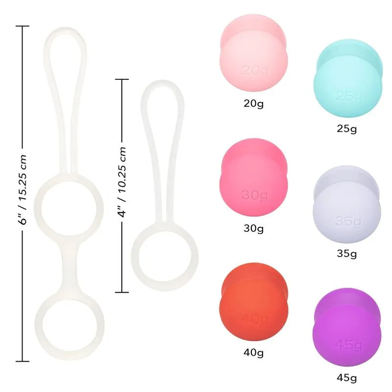 Ensemble de boules de Geisha en silicone coloré, poids variables 20g-45g, pour tonification pelvienne, hypoallergénique.
